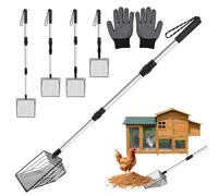 Pelle à Litière Pelle à Poulet Fientes de Poules Ramasse Crotte pour Chat Pelle à Tamis Réglable Accessoires de Poulailler 3 en 1 pour Nettoyage Déjections et des débris du sable Noir