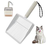 Pelle à Litière pour Chat avec Conteneur et Balai, Pelle en Acier Inoxydable pour Litière, Pelle pour Bac à Sable, Pelle à Chat, Facile à Nettoyer, Pelle pour Grands et Petits Grumeaux