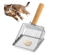 Pelle À Litière pour Chat - Pelle À Litière en Acier Inoxydable avec Crochet | Pelle Robuste en Acier Inoxydable À Manche en Bois pour Bac À Litière D'Intérieur
