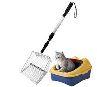 Pelle à litière pour chat, pelle à litière en métal à long manche avec pelle profonde, pelle amovible pour tamiser les déjections canines, retrait facile des déchets, maille réglable 106 x 14 cm,