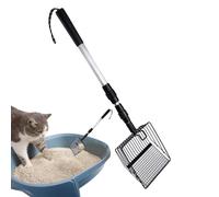 Pelle à litière pour chat, pelle à litière en métal à long manche avec pelle profonde, pelle amovible pour tamiser les déjections canines, retrait facile des déchets, maille réglable 106 x 14 cm,