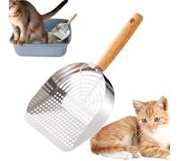 Pelle à litière pour chat - Pelle à long manche, nettoyant en acier inoxydable, outil de tamisage robuste avec poignée ergonomique | Accessoire pratique d'hygiène pour animaux de compagnie pour le net