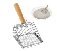 Pelle à litière pour chats | Pelle profonde pour excréments de chat avec poignée en bois | Pelle en acier inoxydable antiadhésive résistante pour chiots animaux Dom