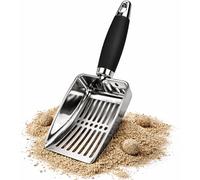 Pelle à litière professionnelle en acier inoxydable de grande taille avec poignée ergonomique - Tamise rapide et durable - Idéal pour tous les types de sable (agglomérant, silice)