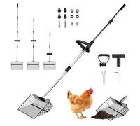 Pelle à Merde Extensible, Pelle De Tamisage Amovible à Long Manche Pelle à LitièRe en MéTal Pelle à Crottes De Poulailler 4 Longueurs RéGlables pour Poules, Canards, Chats Et Chiens (Quatre Sections)