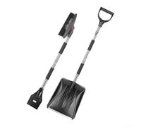 Pelle à neige 3 en 1 en acier inoxydable avec manche télescopique tête rotative grattoir à glace et mécanisme pliable détachable pour camion (B)