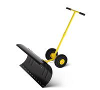 Pelle a Neige à Roues Ergonomique,Pelle de deneigement Pliable avec Roues et réglable et 5 Angles d'inclinaison,Déneigeuse à Roues en Acier avec Large Lame pour Jardin, Cour,allée(157X92X56cm,Jaune)