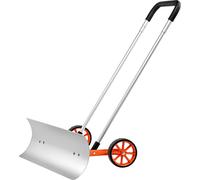 Pelle à neige avec roues 74,5cm Pelle à neige Pelle à neige Déneigeuse à lame large et poignée en forme de U Angle latéral de 15° Outils de déneigement Idéal pour les écoles Hôpitaux Parcs