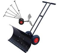 Pelle à neige avec roues, lame de 91,4 cm avec pneus tout-terrain, pousse-neige ergonomique robuste pour allées, trottoirs et surfaces pavées