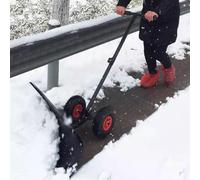 Pelle à Neige de 30 Pouces de Large avec Roue, Chariot de déneigement extérieur pour trottoirs de Porte de Cour, Poussoir à Neige en Acier Froid avec poignée d'angle et de Hauteur