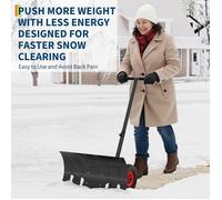 Pelle à neige de 74x35cm pour allée, poussoir à neige robuste avec roues pour trottoir de jardin avec lame large, noir