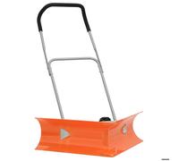vidaXL Pelle à Neige Double Angle avec Poignée Extensible, Pelle de Déneigement avec Roues Antidérapantes, Chasse-Neige, Orange Acier