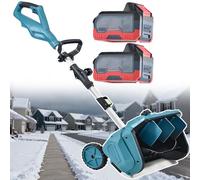 Pelle à neige électrique d'extérieur, balayeuse à neige sans fil avec direction réglable à 45° et manche télescopique (110-130 cm), pour le déneigement des maisons et des routes, 2 batteries (2 batt