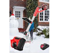 Pelle à neige électrique portative 1200 W, 3,6 kg, avec batterie universelle 20 V 4 Ah, profondeur 6,3 pouces | largeur 13 pouces | portée 26 pieds, poignée avant réglable et manche télescopique amo