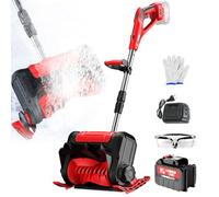 Pelle à neige électrique sans fil avec direction réglable et perche télescopique, chemin de dégagement de 30,5 cm, distance de lancement de 7,9 m pour cour et terrasse