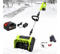 Pelle À Neige Électrique sans Fil Et sans Balais avec Batterie 4,0 Ah | Débit De Dégagement Jusqu À 350 Lb Min Nettoyage 16 Cm De Profondeur Projection 8 M Goulotte Orientable ±45°(1Battery)