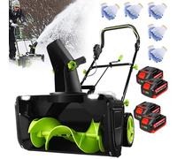 Pelle à Neige Filaire 3500 W, Souffleuse à Neige électrique avec Double éclairage LED, Goulotte Rotative à 180°, Largeur De Déneigement De 50 Cm, Machine De Déneigement pour Extérieur 4-Battery