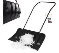 BAUSTER® Pelle à neige de 82 cm avec roues et poignée ergonomique - Avec bord profilé en aluminium - Manche en métal - Lame en plastique - Pelle à neige rectangulaire robuste - Bord en aluminium