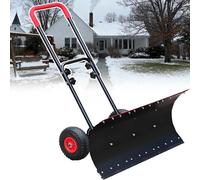 Pelle à neige roulante robuste avec poignée réglable, large lame de dégivrage et de déneigement, roues antidérapantes, construction pliable en acier pour dégivrage et déneigement