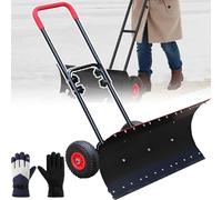 Pelle à neige roulante robuste, poignée réglable, lame à glace et à neige double usage de 74 cm, roues antidérapantes, acier pliable, pour dégivrage et déneigement