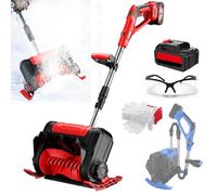 Pelle à Neige sans Fil 1000 W, Machine De Déneigement Doublement Pliable avec 1/2 Batterie De 3000 Mah, Largeur De Déneigement De 30 Cm, Dispersion Réglable à 45°, Souffleuse à Neige Po Red 1 Battery