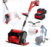 Pelle à Neige sans Fil 1000 W, Machine De Déneigement Doublement Pliable avec 1/2 Batterie De 3000 Mah, Largeur De Déneigement De 30 Cm, Dispersion Réglable à 45°, Souffleuse à Neige Red 2 Batteries