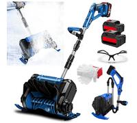 Pelle à Neige sans Fil 1000 W, Machine De Déneigement Doublement Pliable avec 1/2 Batterie De 3000 Mah, Largeur De Déneigement De 30 Cm, Dispersion Réglable à 45°, Souffleuse à Neige Blue 2 Batteries