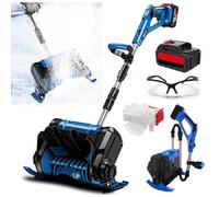 Pelle à Neige sans Fil 1000 W, Machine De Déneigement Doublement Pliable avec 1/2 Batterie De 3000 Mah, Largeur De Déneigement De 30 Cm, Dispersion Réglable à 45°, Souffleuse à Neige P Blue 1 Battery