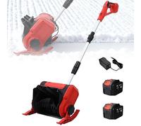 Pelle à neige sans fil 20 V de 33 cm, souffleuse à neige sans fil avec 2 batteries de 4 Ah et chargeur, tige télescopique, distance de lancement de 8 m, souffleuse à neige pour allée et trottoir