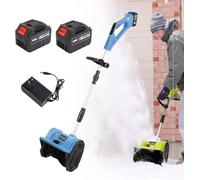 Pelle à neige sans fil, kit de souffleuse électrique 11 po, poignée réglable, plaque directionnelle, portative alimentée par batterie pour le déneigement des allées, 4,0 Ah, 2 batteries incluses Blue