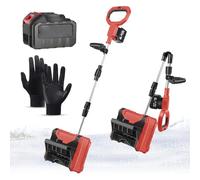Pelle à Neige sans Fil, Machine à Déneiger Pliable avec 2 Batteries Et Manche Télescopique, Largeur De Déneigement 26 Cm, épaisseur 16 Cm, Souffleuse à Neige Légère Et Portable pour Les Red 1 Battery