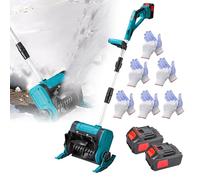 Pelle à Neige sans Fil, Machine De Déneigement avec 2 Batteries 2000 Mah, Souffleuse à Neige électrique Pliable avec Affichage Numérique Et Manche Télescopique, Largeur De Déblaiemen Blue 2 Batteries