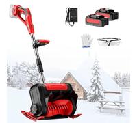 Pelle À Neige sans Fil, Souffleuse À Neige Électrique de 30 Cm de Largeur, Machine À Neige en Alliage D'aluminium, Poteau de 93 À 125 Cm, Poignée Réglable pour la Maison, Le Patio Red