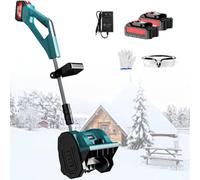 Pelle À Neige sans Fil, Souffleuse À Neige Électrique de 30 Cm de Largeur, Machine À Neige en Alliage D'aluminium, Poteau de 93 À 125 Cm, Poignée Réglable pour la Maison, Le Patio Blue