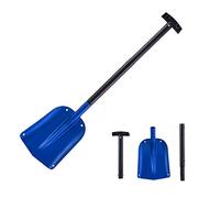Pelle à neige sportive en aluminium avec pince à neige, pelle portable pliante pour voiture, camping, jardin (noir/bleu, longueur ajustable: 66-82cm, lame en métal: 28cm x 22cm)