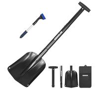 Pelle à neige télescopique d'urgence avec grattoir à glace et sac de transport pliable en aluminium de 53,8 à 82 cm, pelle d'urgence rétractable légère pour voiture, motoneige, jardin, camping