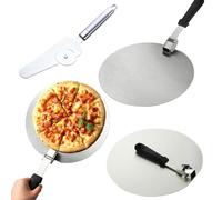 Pelle à Pizza 30 cm 2 Pièces en Acier Inoxydable avec Manche Pliable, Spatule Pizza avec Coupe-Pizza à Double Fonction, Set Pizza Accessoire pour Four et Grill - Couteau Découpe/Portionnement