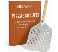 Pelle à pizza 30 cm métal antiadhésif avec manche bois pour pizza pain FR.