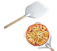 Pelle à pizza, 40 x 30 cm, avec grande surface et poignée amovible, pour pizzas faites maison, pâtisserie, pain (argenté)