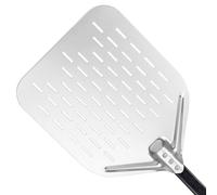 Pelle à pizza 40 x 30 cm - Glisse facilement sur la pierre à pizza - Pelle à pizza perforée avec grande surface et poignée amovible (noir)