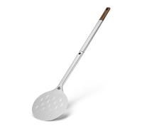 Pelle à pizza BURNHARD® en aluminium anodisé, Manche extra long, Pelle perforée, Mécanisme emboîtable, Poignée en bois d'acacia, Légère et flexible - Outil professionnel