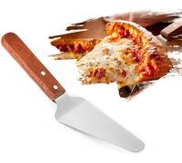 Pelle à pizza en acier inoxydable avec manche en bois | Pelle à tarte | 25,5 cm x 6 cm spatule - spatule à viande | grattoir de cuisine | pelle à lasagnes - aide de cuisine | petite spatule à frire po