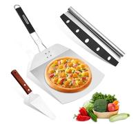 Pelle a Pizza, MXTIMWAN Kit Pelle Pizza en Inox, Pelle a Pizza Coulissante avec Poignée Pliable, Pizza Peel set avec Coupe Pizza et Pelle à Tarte à Pizza pour Pizzas,Tarte Flambée, Barbecue et Pain