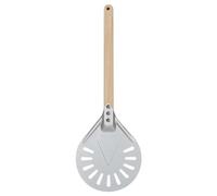 Pelle à pizza Pelle à pizza perforée avec manche en aluminium et bois, outil court, poignée antidérapante(8 inch 58cm)
