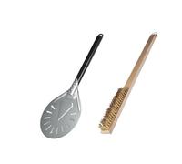 Pelle a pizza Pelle à pizza ronde, ensemble de brosses 7/8/9 pouces, accessoires nettoyage for gril(8 inch and Brush)