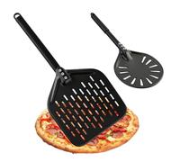 Pelle à pizza perforée en aluminium avec poignées confortables et amovibles, avec spatule à pizza de 15 cm et poussoir à pizza de 30 cm, convient pour retourner et transporter des pizzas
