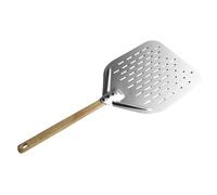 Pelle à pizza Premium - Pelle à pizza en métal, pelle à pizza de 12 pouces avec manche en bois, pelle à pizza perforée anti-adhésive | Pelle à pizza perforée Anodisée Dura, Pelle à pizza pour