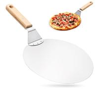 Pelle à pizza ronde en acier inoxydable avec poignées en bois, 5 mm épaisse, à suspendre, résistante à la chaleur de -51 °C à 250 °C, pour pizza, pain, cupcakes, pâtisseries (30,5 cm)