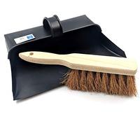 Pelle à poussière, cendre avec couvercle en métal noir et brosse souple