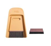 Pelle à poussière de bureau Ensemble de 3 pièces, petit balai, pelle à poussière, Mini outils nettoyage bureau, des ordures, accessoires ménagers(Orange)